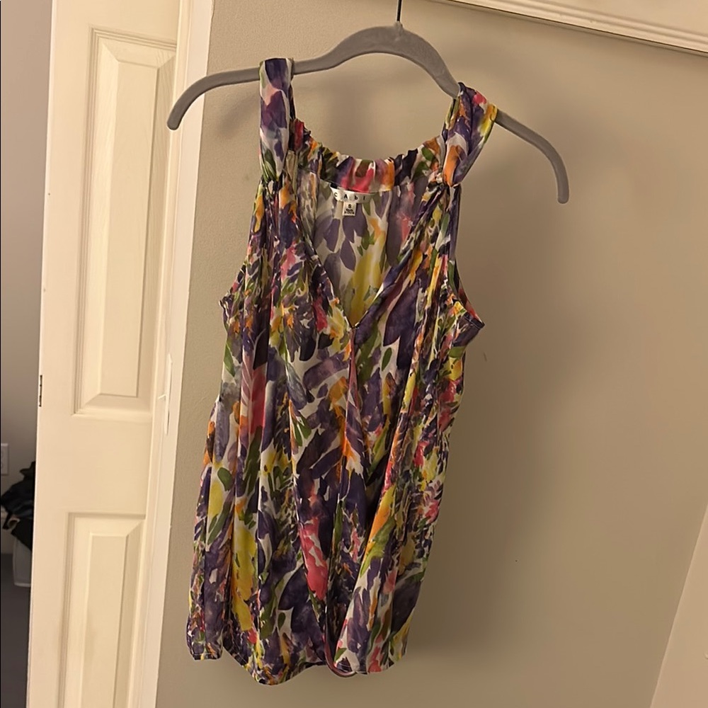 CAbi Purple Yellow Graphic Tank Top